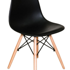 Kit C| 3 Cadeira Charles Eames Wood Dsw Preta -  Base Madeira